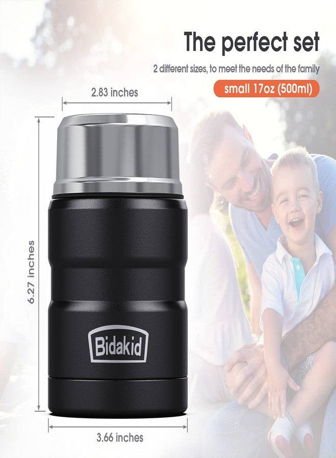 Bidakid مجموعة حافظات طعام معزولة من بيداكيد - حاويات من الفولاذ المقاوم للصدأ سعة 25.4 أونصة و17 أونصة مع ملعقة قابلة للطي وحقائب حمل - مانعة للتسرب، تحافظ على الطعام ساخنًا أو باردًا لمدة تصل إلى 12 ساعة - مثالية للعمل والمدرسة والسفر - Image 4